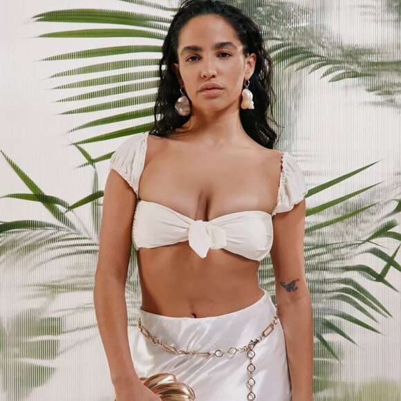 NWT UO Out From Under Monaco Ivory Bandeau Bikini Top - Picture 1 of 5